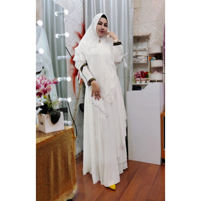 gamis set thantchy  polos premium original brand Yodizien syari thancy set by yodizien syari