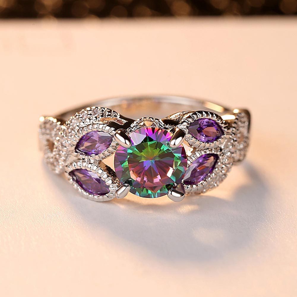 Hu Hu Hu Hu Hu Alat Bantu Pasang Kacamata♡ Cincin Lapis Silver Dengan Berlian Imitasi Warna-Warni Gaya Eropa Untuk Wanita