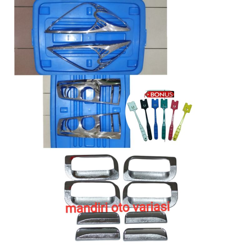 Paket garnish lampu depan belakang outer handle crome Toyota avanza lama 2005-2007 garnis outer hand