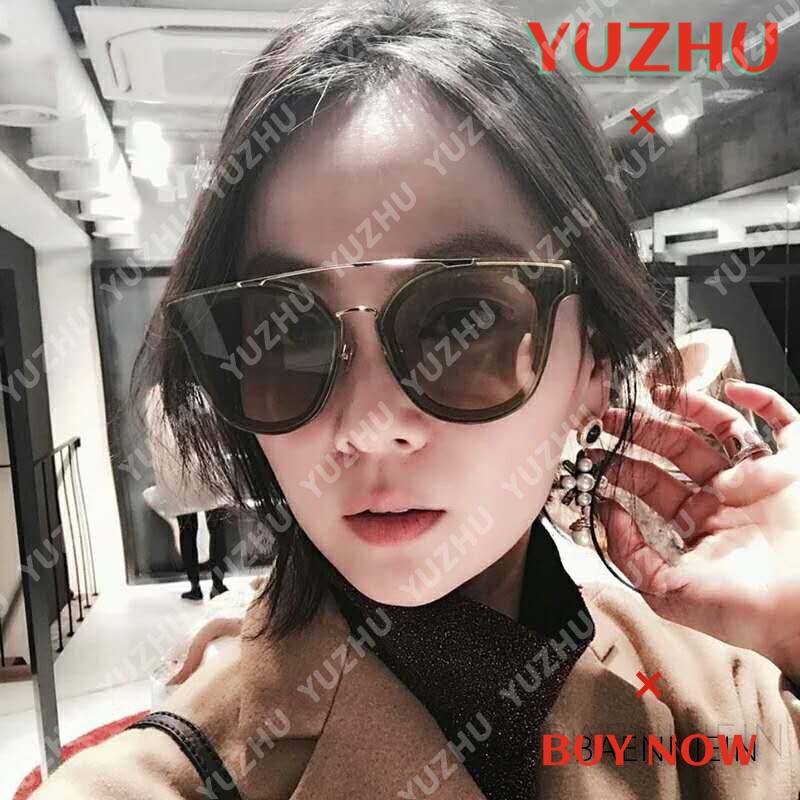 (YUZHU) Kacamata Hitam Wanita Model Korea Vintage Oversize Motif Mata Kucing UV400 Warna Hitam