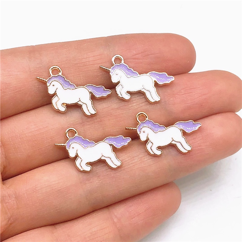 4pcs Liontin Bentuk Kuda Unicorn Bahan Alloy Charms