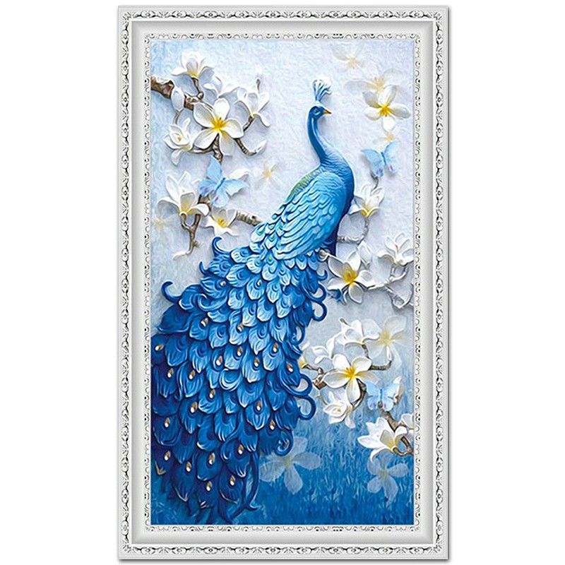 Lukisan Sulaman Berlian 5d Jahitan Bersilang Desain Burung Merak