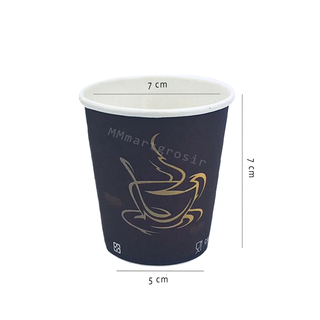 Paper cup / Gelas Kertas / full cokelat / motif cangkir kopi /6.5 oz