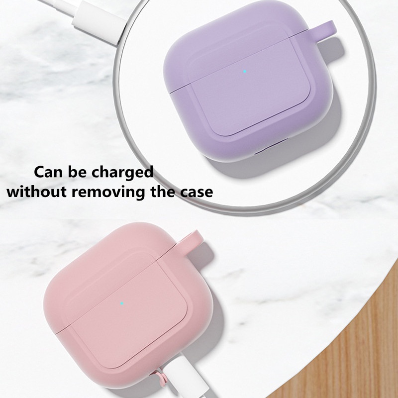 Cover Pelindung Earphone Wireless Bluetooth Bahan Silikon Anti Air / Gores Dengan Gesper Metal Untuk Compatible for Airpods 3