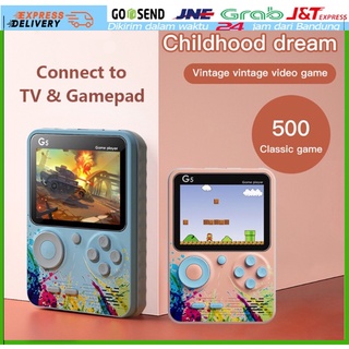 EGOT-Game boy game console Portable Game Player Built-in Classic 500 Games Connect to TV or Gamepad 1000mAh 1 Player/2 Player Hadiah yang sempurna gameboy(Hanya beberapa game dua pemain yang dapat menggunakan stick)