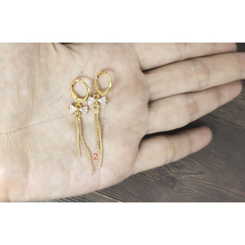 Fifi Fashion Anting Gantung Juntai Model Aalona Perhiasan Lapis emas 28#