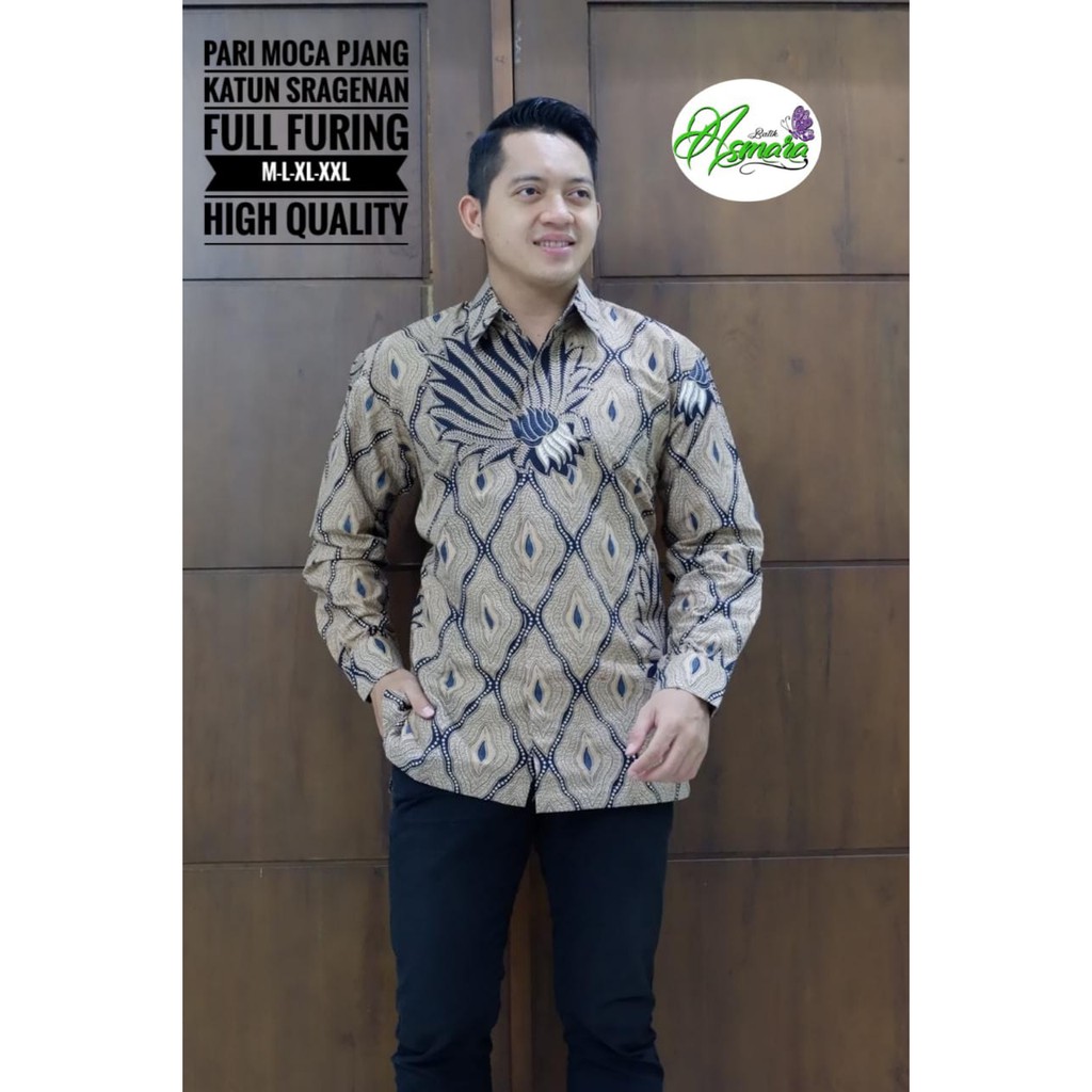 PARI MOCCA PANJANG Kemeja Batik Pria Full Furing Katun Sragenan