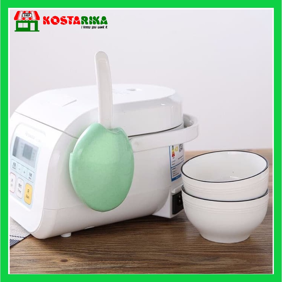 Tempat Centong Nasi Vacuum Holder Sendok Nasi Oval Tempel di Rice Cooker Tempat Centong Nasi Rice Cooker