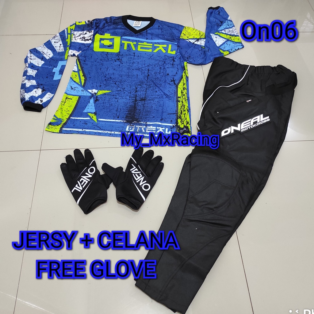 Jerseyset TRAIL CROSS- PROMO Jersey set Trail - BISA BAYAR DI TEMPAT Jersey &amp; Celana Motocross - Jersey Trabas ON06 - Jersey Stelan MX Cross - Satu Set Jersey &amp; Celana FREE GLOVES - Jersey PREMIUM - Celana Cordura