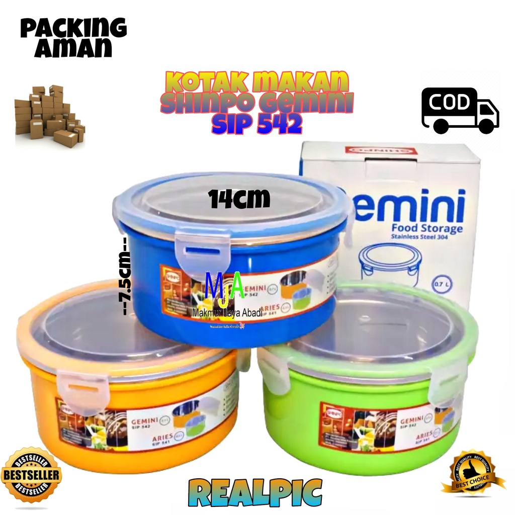 PROMO (BISA COD) SHINPO GEMINI SIP-542 KOTAK MAKAN / Mangkok / Wadah Makanan 14 CM Stainless Steel 304 Food Storage Lunch Box Rantang Makanan