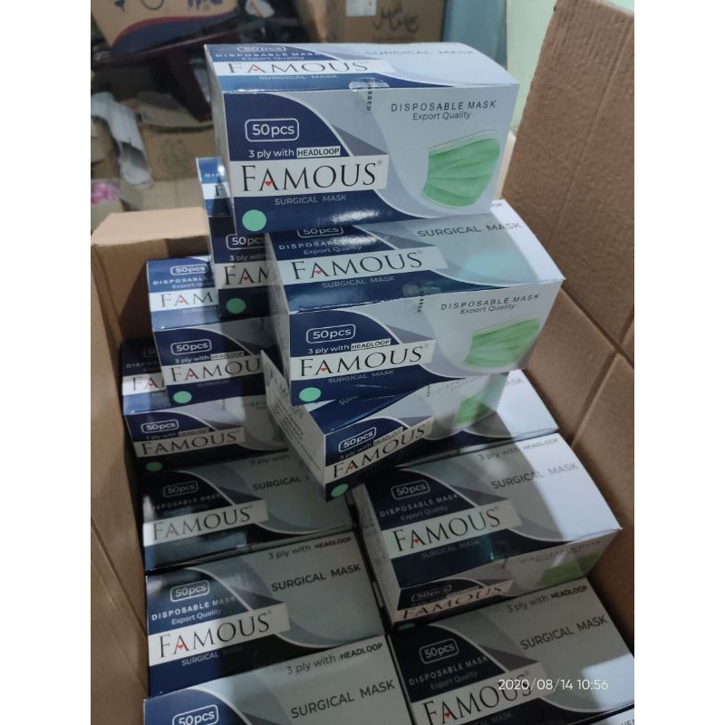 Masker Earloop non hijab Famous masker medis cantol