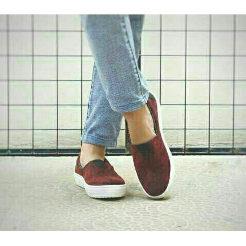 Sepatu Decks Hamada Maroon Wash Sepatu Wanita Casual Original