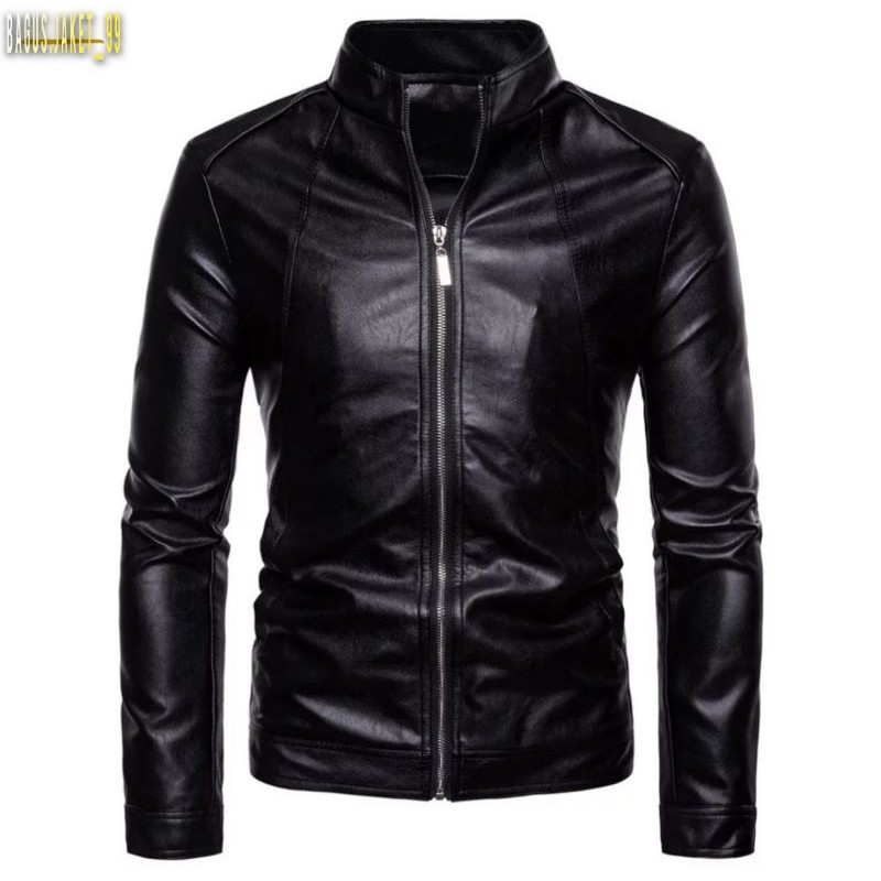 jaket kulit sintetis tahan angin nyaman buat di motor