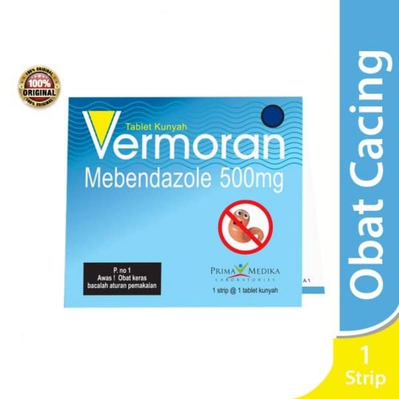Vermoran Mebendazole 500mg / Obat Cacing / Cacingan / Cacing Kremi