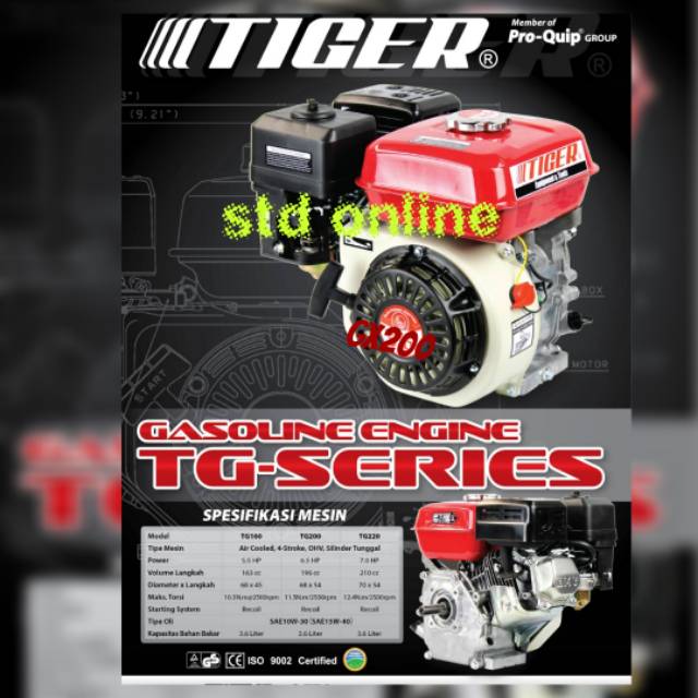 GX160 MESIN PENGERAK GASOLINE ENGINE MESIN SERBA GUNA 5.5 HP TIGER