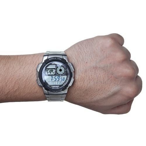 Casio AE Stainless Series Original Digital Jam Tangan Pria - Stainless - Silver