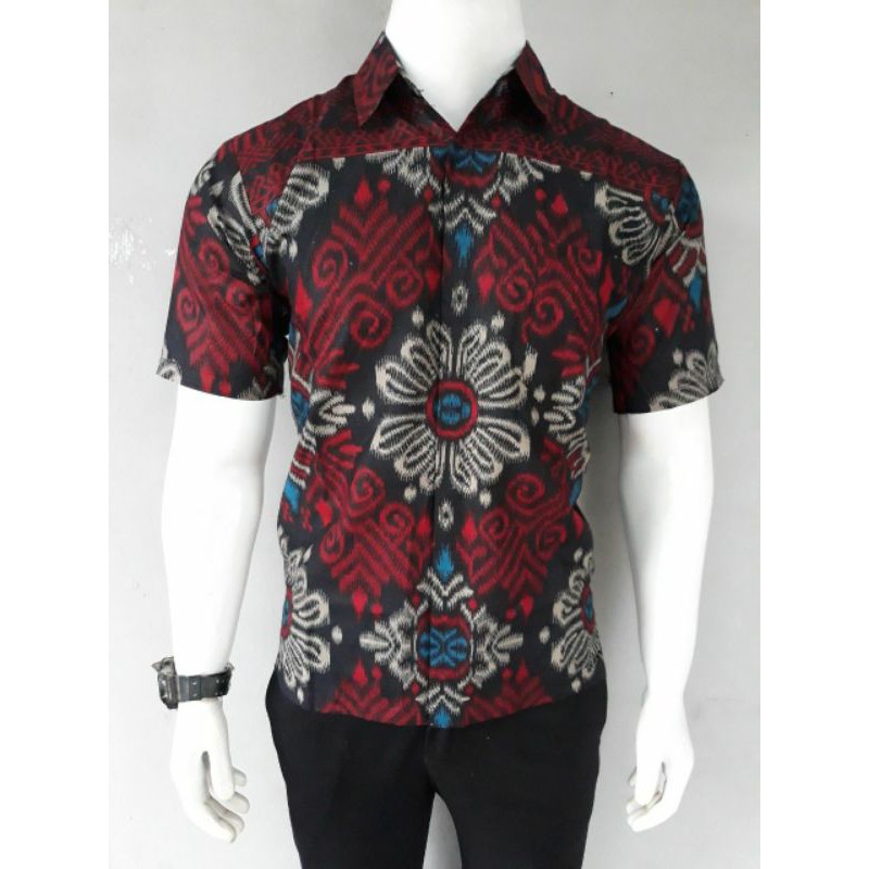 Bswart Batik Hrb026 Kenongo Hem Pendek Songket Abang Pekalongan