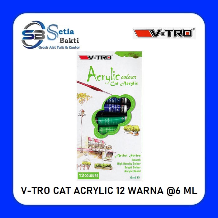 

V-TRO Cat Acrylic 12 Warna @ 6 ml - Cat Akrilik VTRO 6 ml x 12 Warna