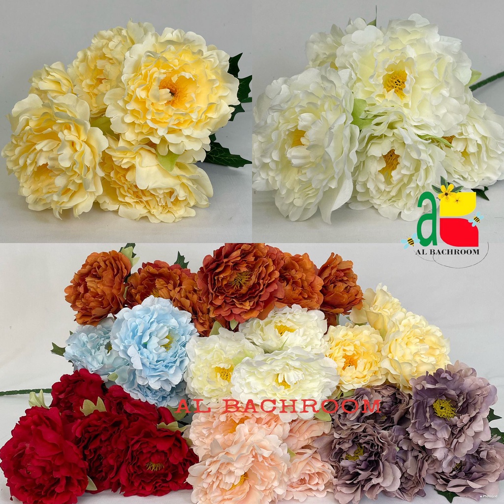 BUNGA ARTIFICIAL CAMELIA 7 CABANG B8079 BUNGA PLASTIK DEKORASI WEDDING HIASAN RUMAH