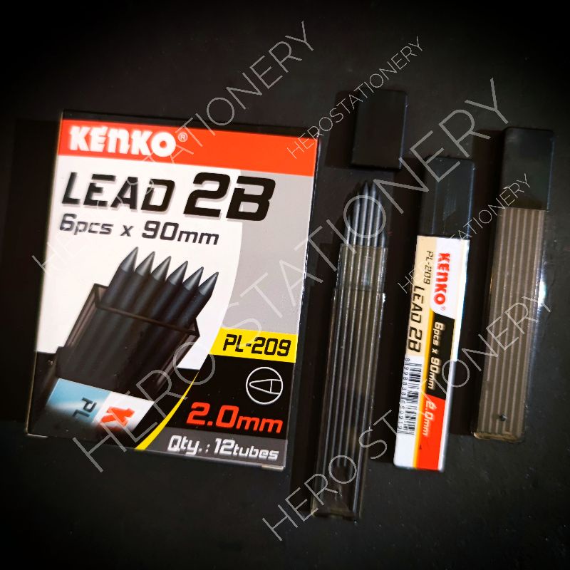 

Kenko mechanical pencil lead refill pensil mekanik 2B 2 mm PL-209 . 12 tube