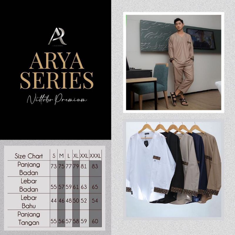 Arya Series Baju Set Premium by Arya Saloka Hijab Ar Rafi Kurta Koko Modern Pakaian Muslim Pria