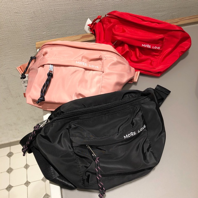 Stradivarius more love nylon bum bag / waist bag