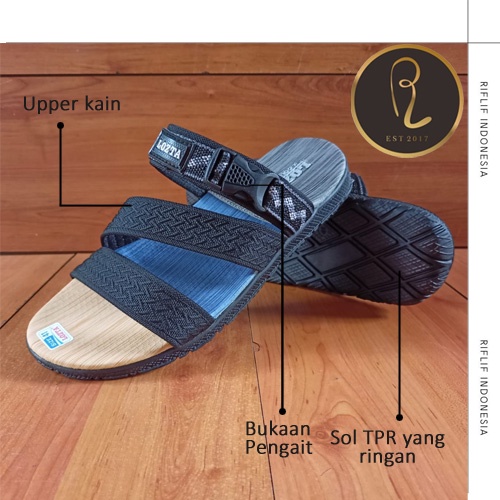 Sandal Cowok Selop terbaru Hitam Bahan Kain / Sandal Selop laki-laki Dewasa Keren Elegan / Sandal Selop Pria Murah Gaya Keren dan Elegan