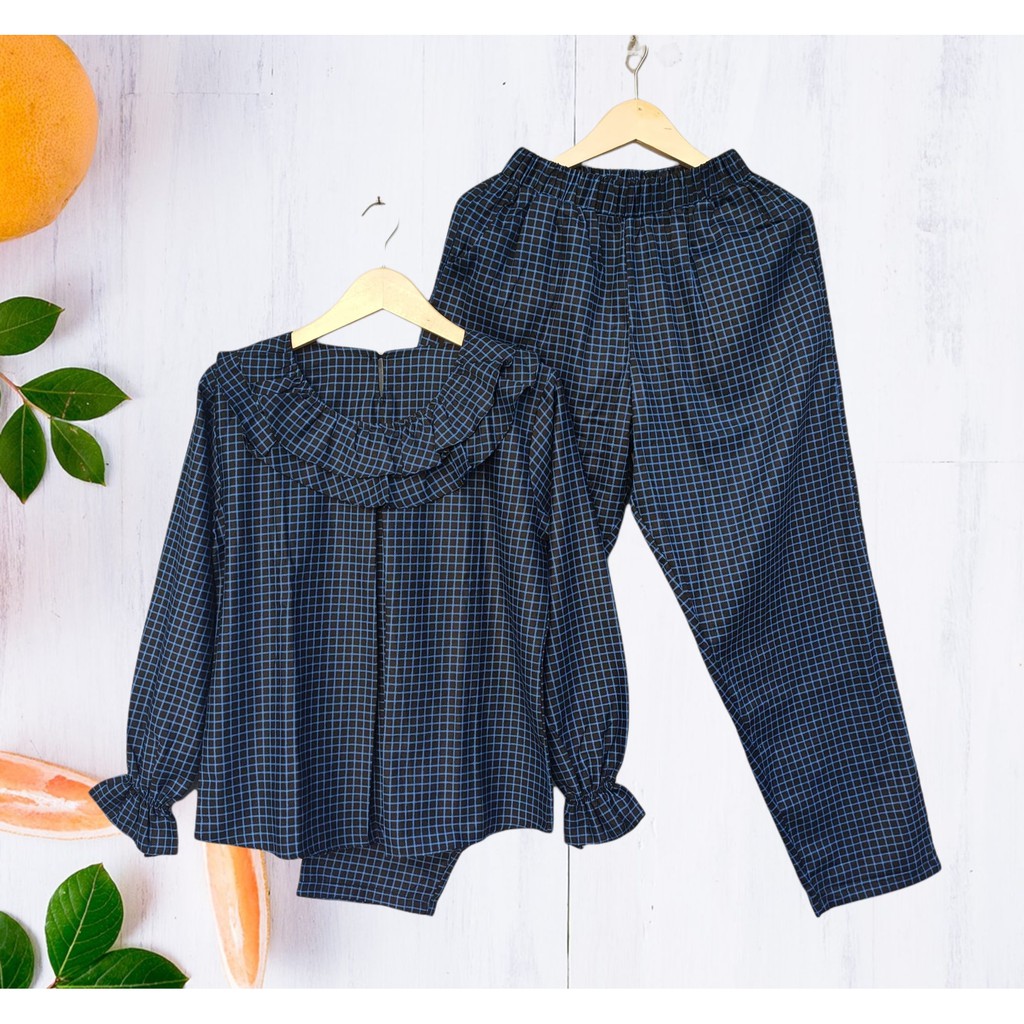 Setelan Motif Kotak-kotak/Bahan Katun Jepang/High Quality