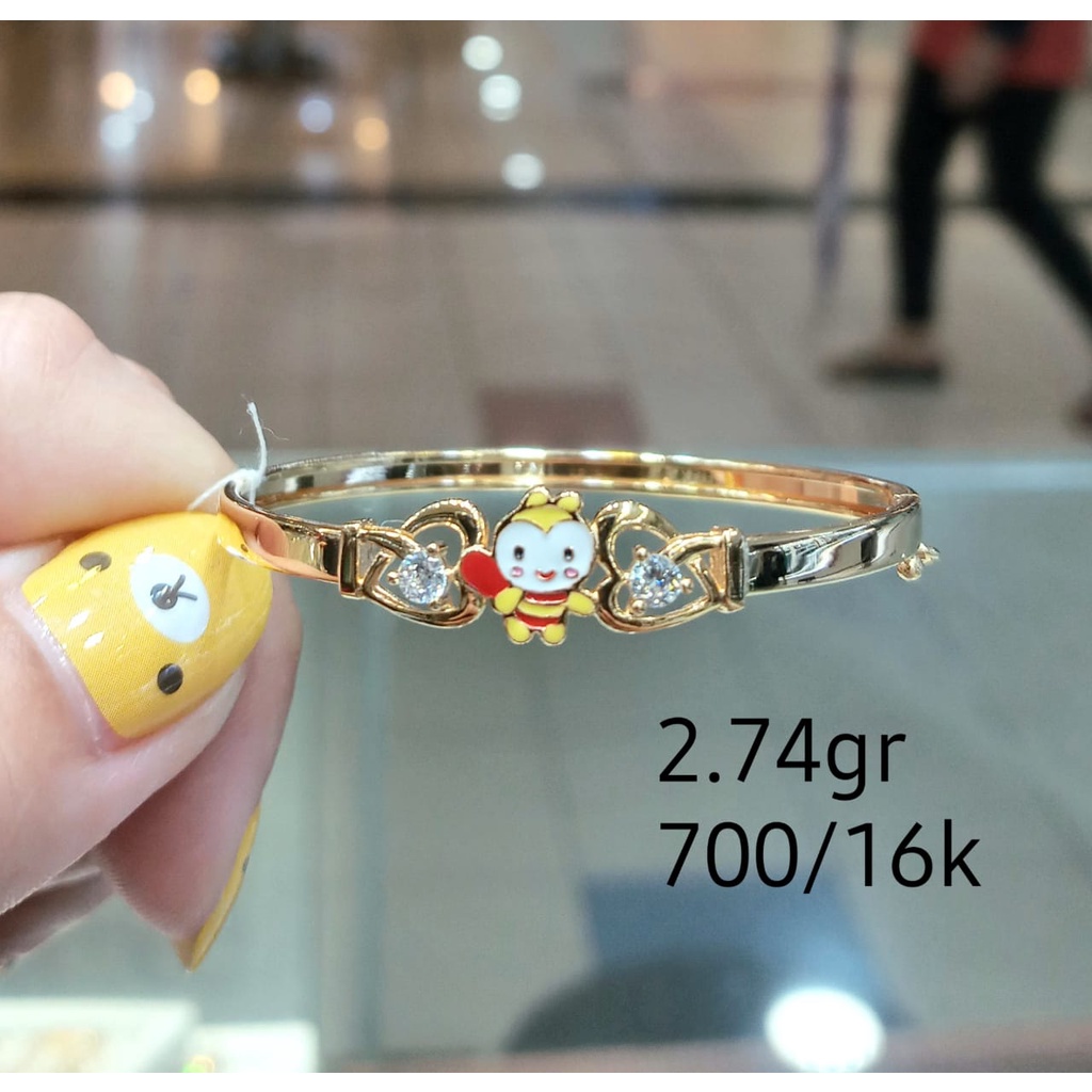 Gelang Anak Kaku Emas Cute Character Bee Kadar 70% 2.74 Gram