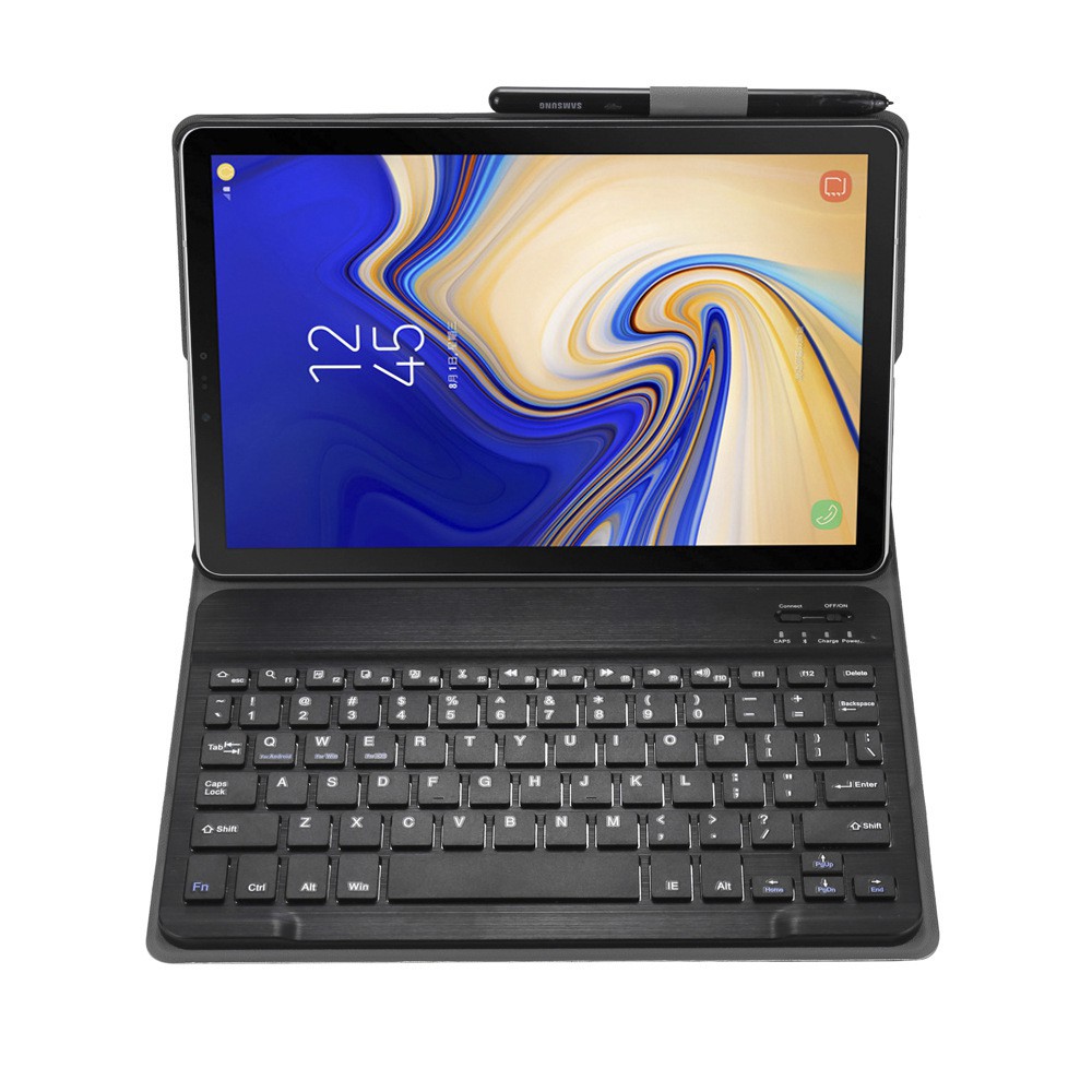 Keyboard Wireless Bluetooth Cover Book Leather Case Samsung Galaxy Tab A 8 2019 Spen P205 8.0 T295 10.1 T515 Inch USB LED Light Lampu PU Leather Tablet