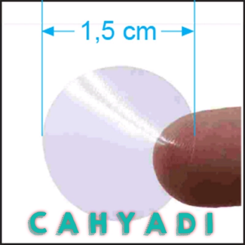

Sticker Transparant Bening Bulat diameter 1,5 cm Polos