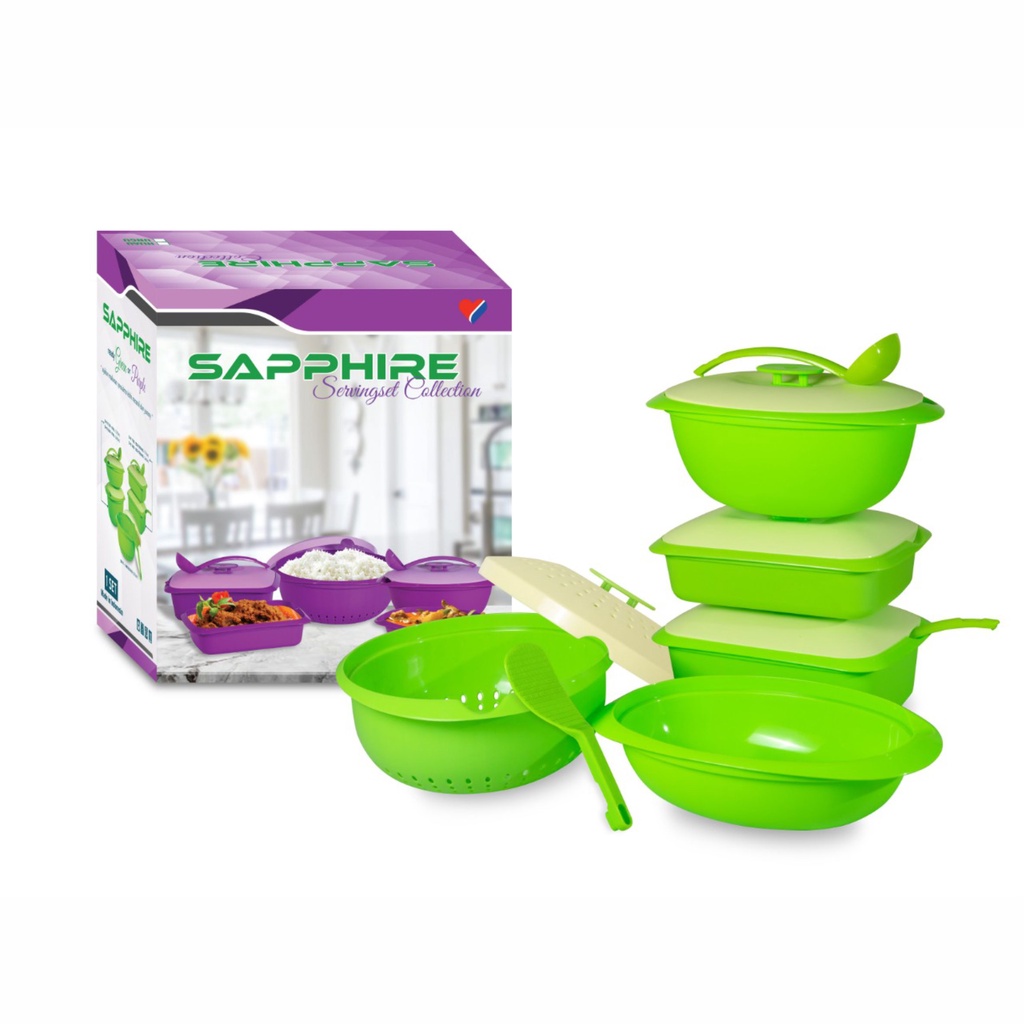 Prasmanan Set Sapphire warna Hijau, Ungu