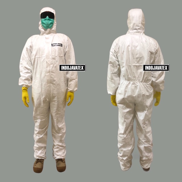 TYVEK hazmat level 3 INDOJAVATEX coverall anti virus kimia radiasi laboratorium bahan import