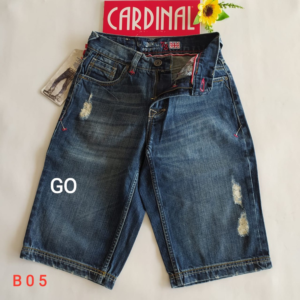 gof 27-CBV CARDINAL JEANS Celana Pria Celana Pendek Bermuda Casual Sobek Slimfit Reguler Fit Reguler