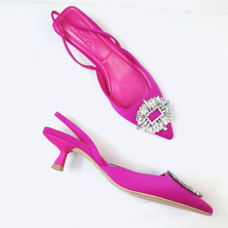 ZR Shimmery Slingback Kitten Heels 3cm &amp; 9cm