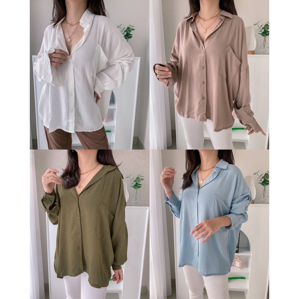 GFS SWEET KATE RAYON TWILL OVERSIZE POCKET SHIRT