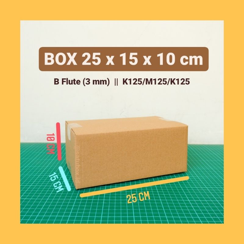 

Kardus box polos uk. 25x15x10 cm, Single wall tebal 3 mm