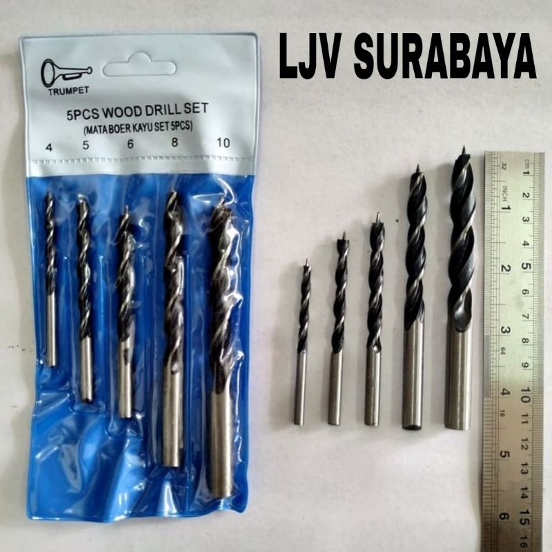 5 pcs Mata Bor Kayu Set / Wood Drill 1 Set isi 5 pcs