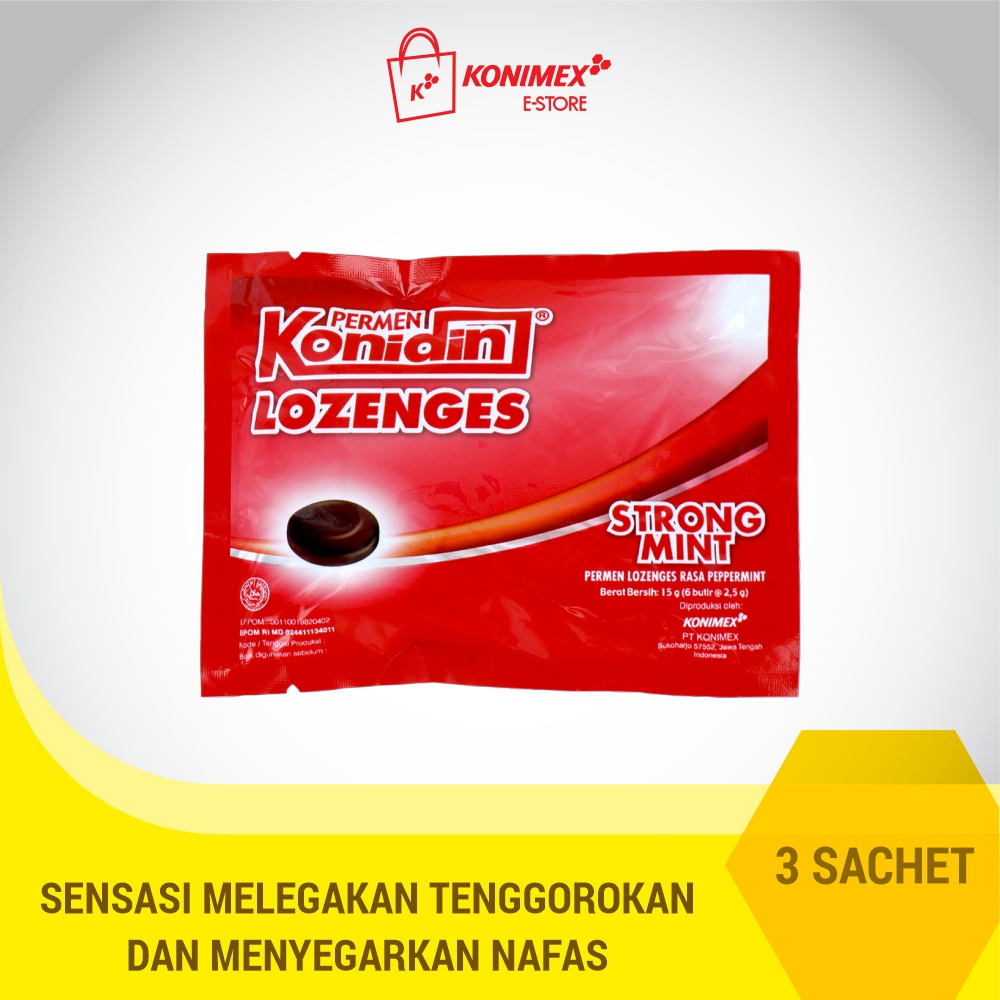 

Konidin Lozenges Strong Mint - 3 sachet Permen Lozenges Rasa Peppermint