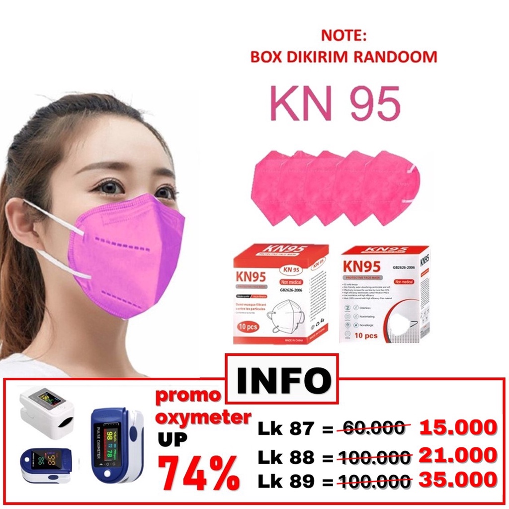 HC Masker KN95 Isi 10Pcs Earloop Protective Mask 10 Pcs Masker Kesehatan Mask Korea Kemasan Box-HC5210 ROSE 10