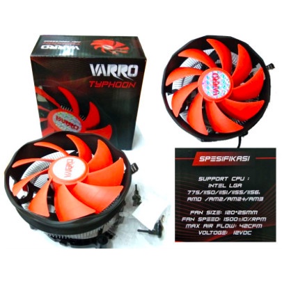 Cpu cooler varro intel 775 1155 1156 amd 12cm fan typhoon