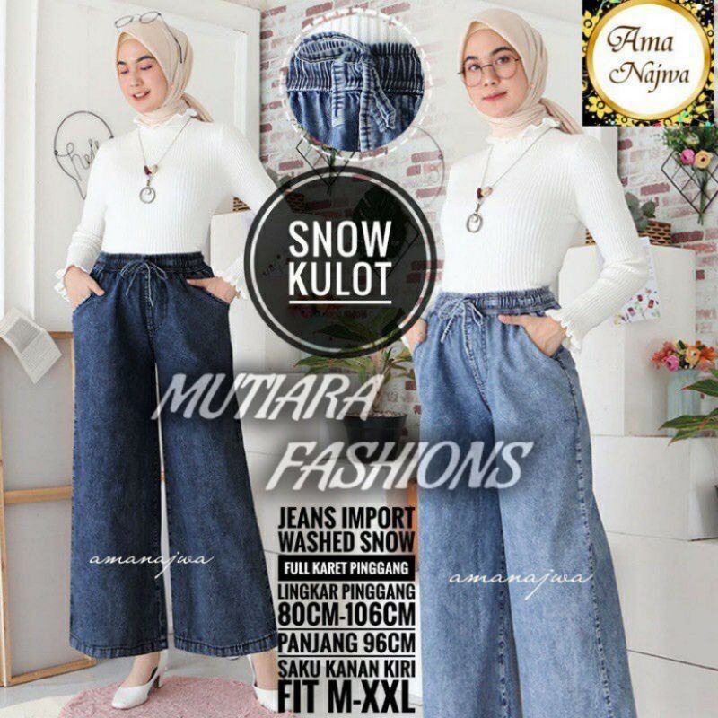 KULOT JEANS JUMBO SNOW TALI SERUT | KULOT LIPAT JEANS PINGANG FULL KARET PREMIUM| // KULOT JINS KOLOR MUTER // Mallmoll