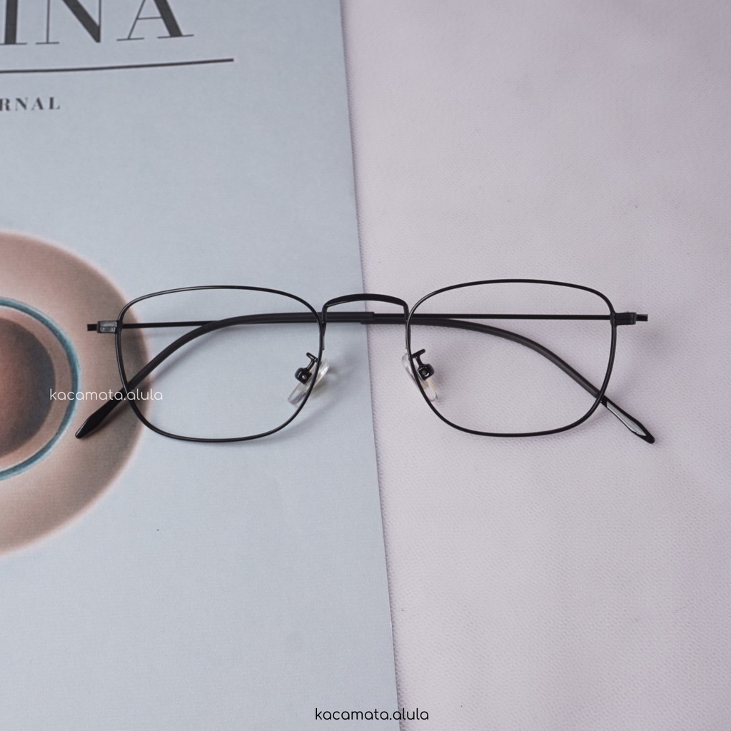 Gulos Kacamata Besi Ringan Kotak Wanita Pria - Kacamata Photocromic Minus Plus Antiradiasi Blueray-4