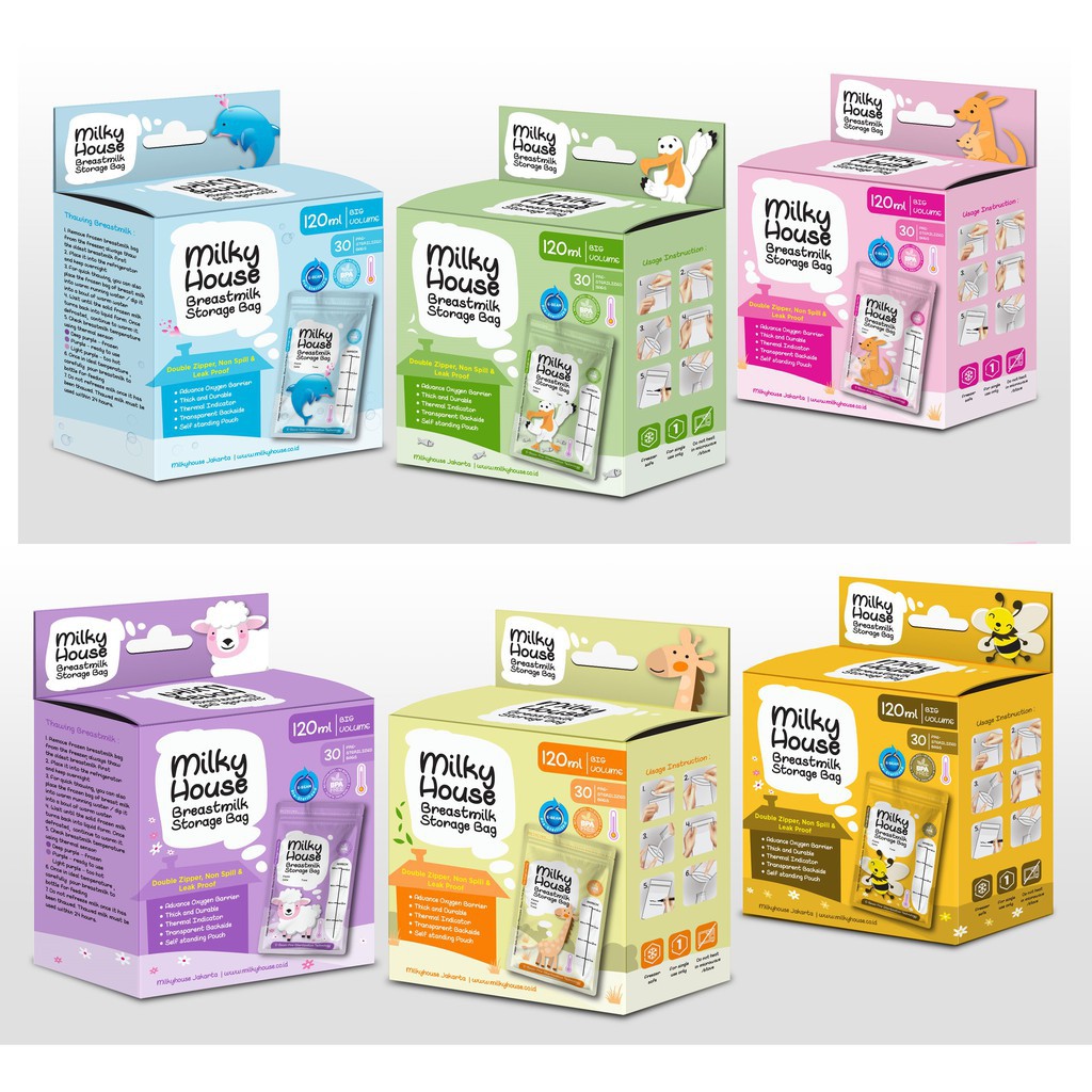 Kantong Asi MILKY HOUSE 120 ml Per Kotak isi 30 pcs Milk Storage Kantong Susu Breastmilk Storage Bag