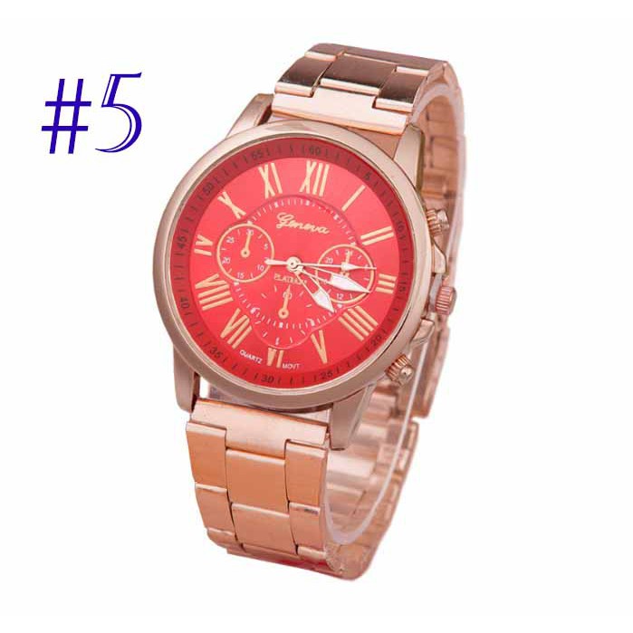 Jam Tangan Geneva ROMAWI RAINBOW Korean Style Faux Leather Wanita Cewe Watch Women Fashion Watch