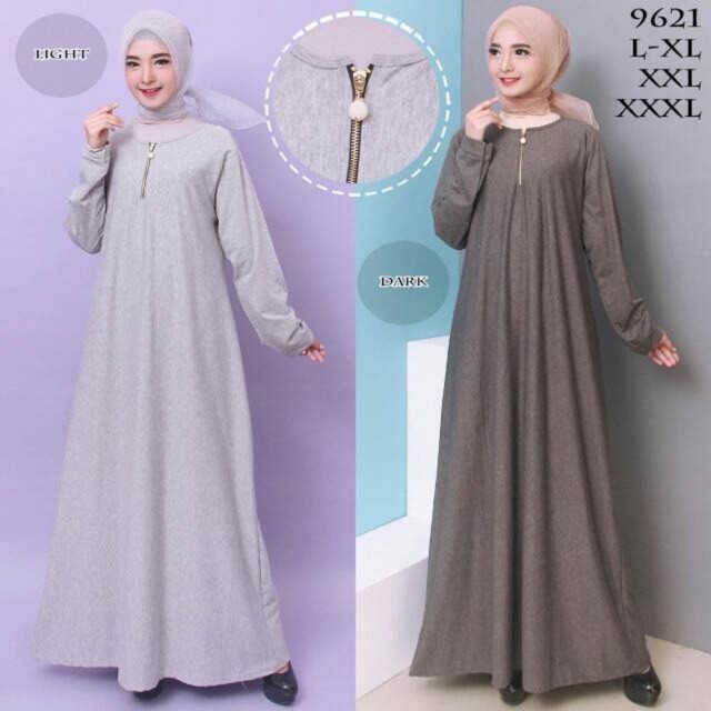 Gamis wanita Baju Gamis Wanita Gamis Jumbo Polos gamis kaos misty terbaru - LIGHT GREY Gamis wanita 