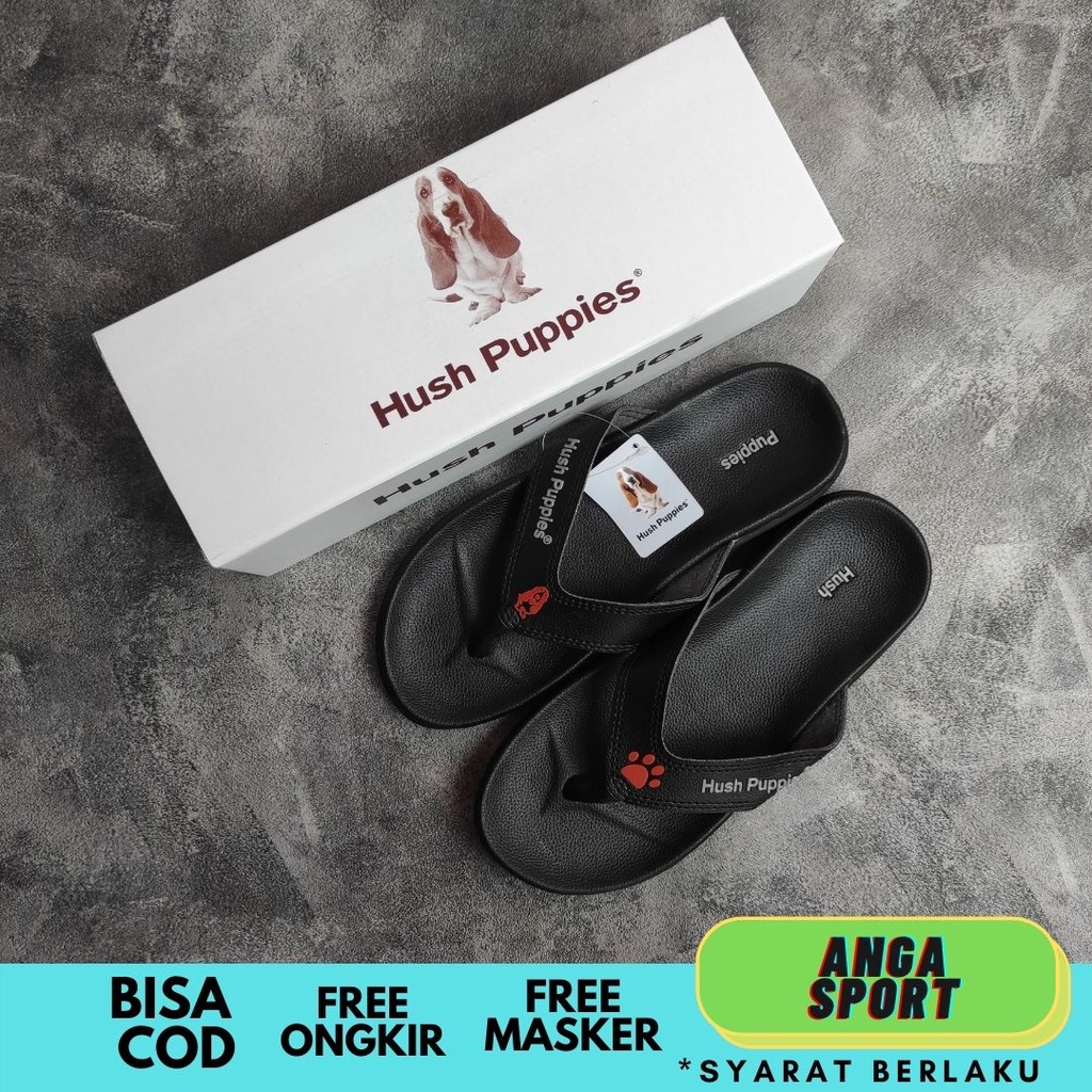 SANDAL HUSH PUPPIES JEPIT PRIA FULLBLACK PREMIUM / SENDAL JEPIT KANTORAN SANTAI / SANDAL COWOK DISTRO DEWASA KEREN