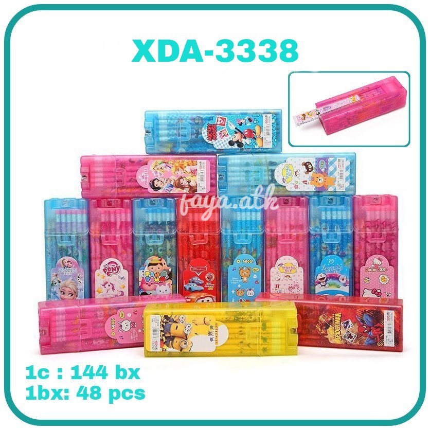 PENSIL PENGHAPUS KARAKTER LUCU PAKET ALAT TULIS PENSIL KAYU 2B SET ISI 36 PCS SOUVENIR ULTAH ANAK