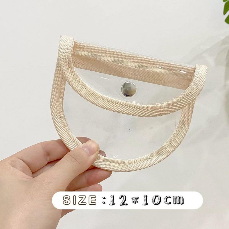 

smallPouch Transparan Cream Tempat Pensil sticker Serbaguna - F0097