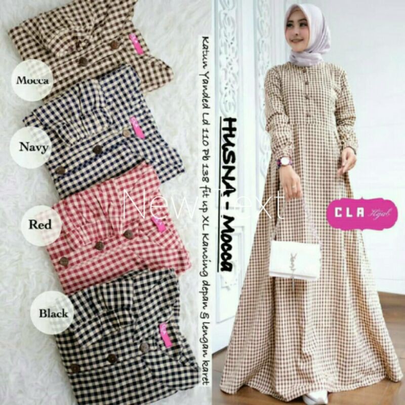 Gamis Syari Katun Wanita Husna Maxy Dress Termurah